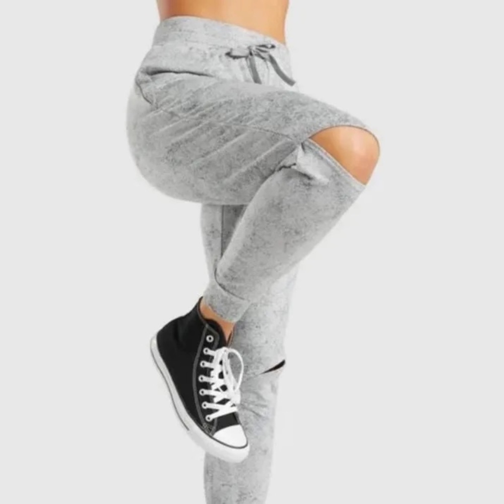 Gymshark Light Grey Chalk Open Knee Joggers S